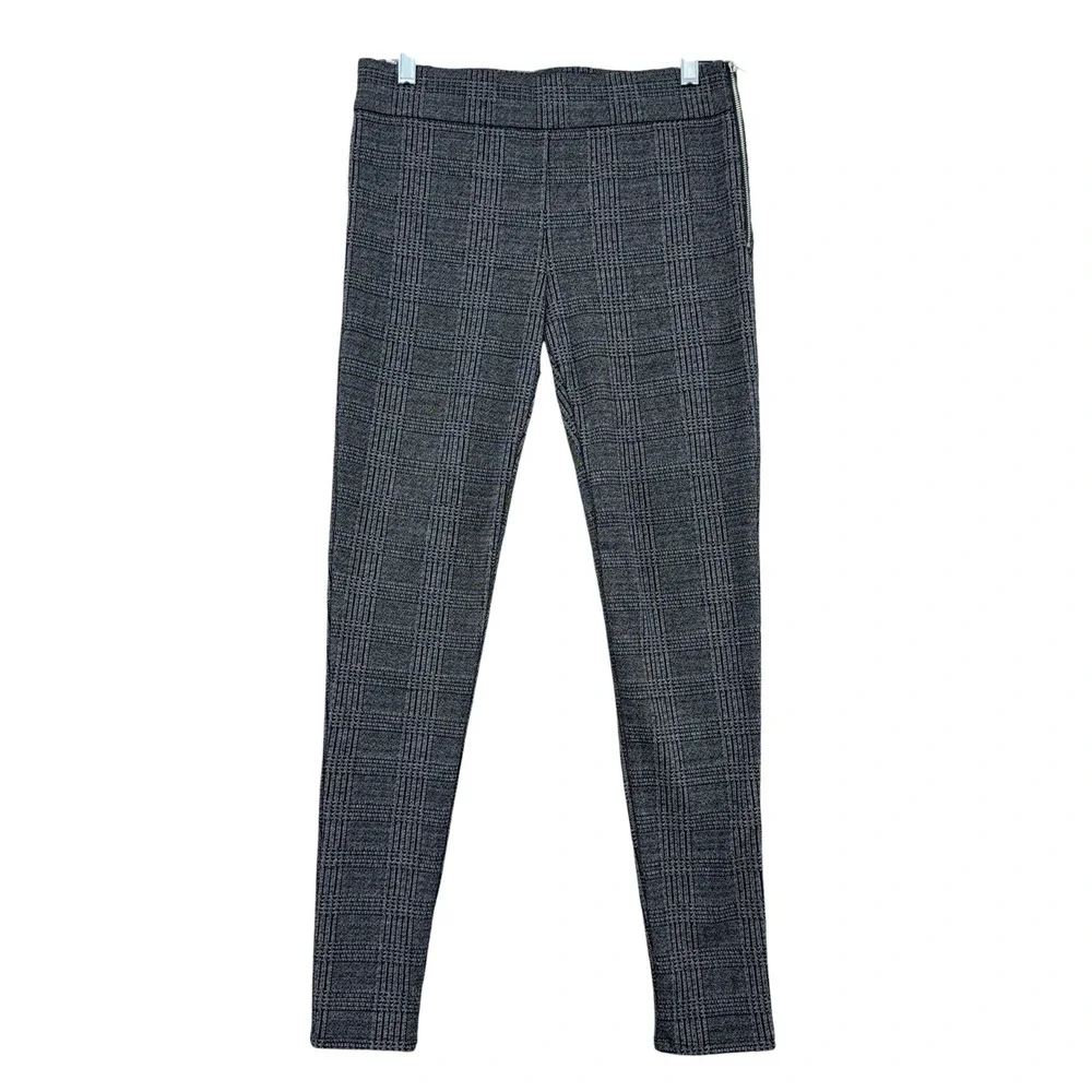 Ann Taylor Plaid Skinny‎ Leggings Women 4 Polyester Rayon Gray
